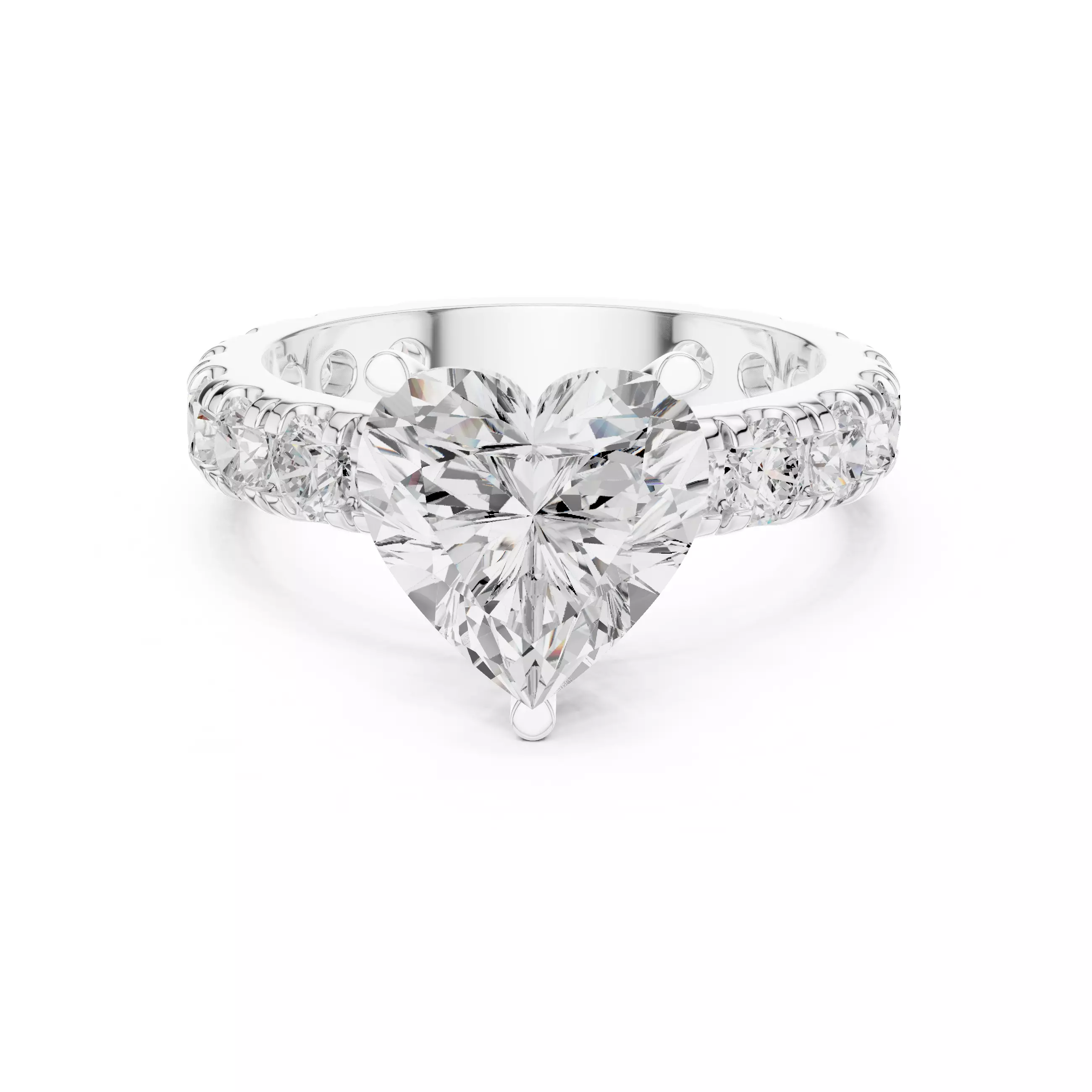 3CT Heart Cut Diamond Engagement Wedding Ring 3DM STL Video 3D print model_2