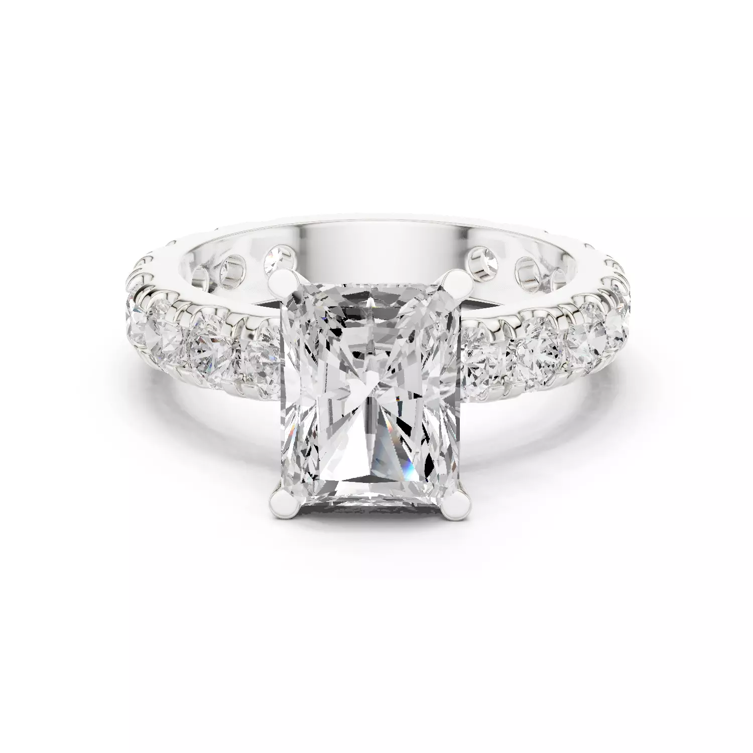 3CT Radiant Cut Diamond Engagement Wedding Ring 3DM STL Video 3D print model_14