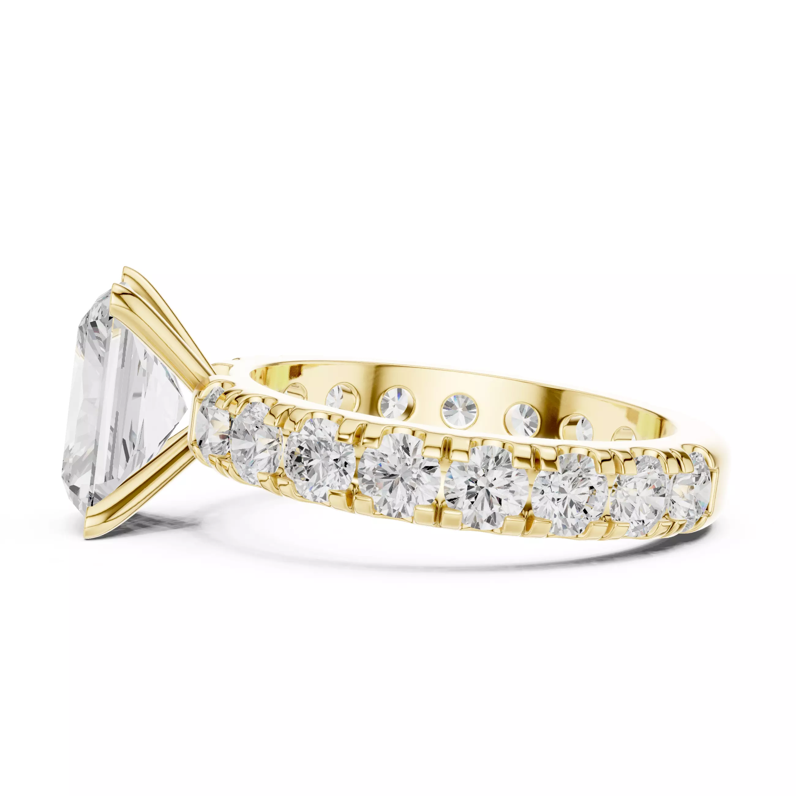 3CT Radiant Cut Diamond Engagement Wedding Ring 3DM STL Video 3D print model_8