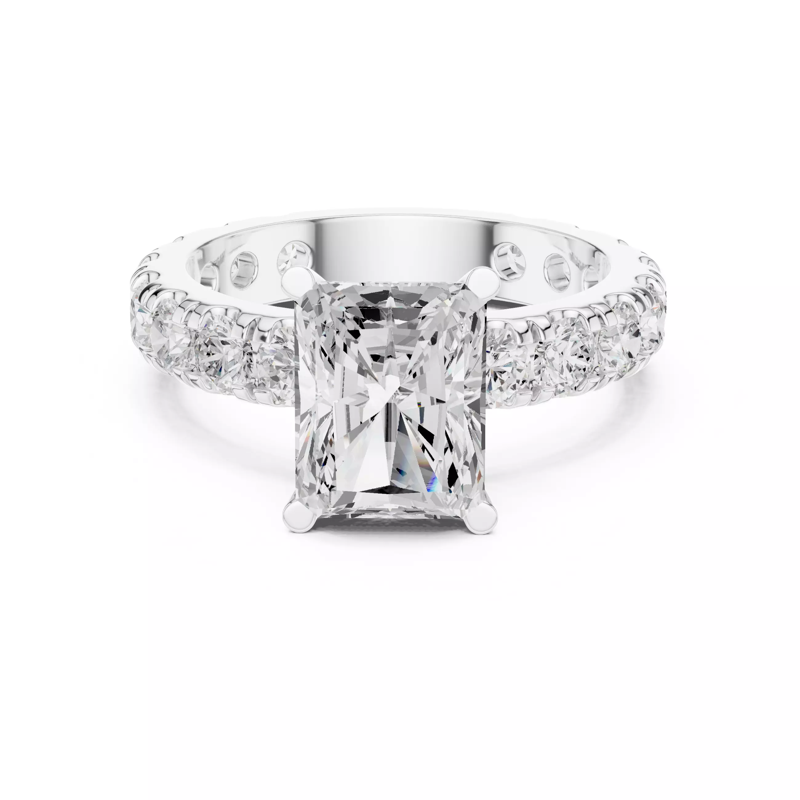 3CT Radiant Cut Diamond Engagement Wedding Ring 3DM STL Video 3D print model_2