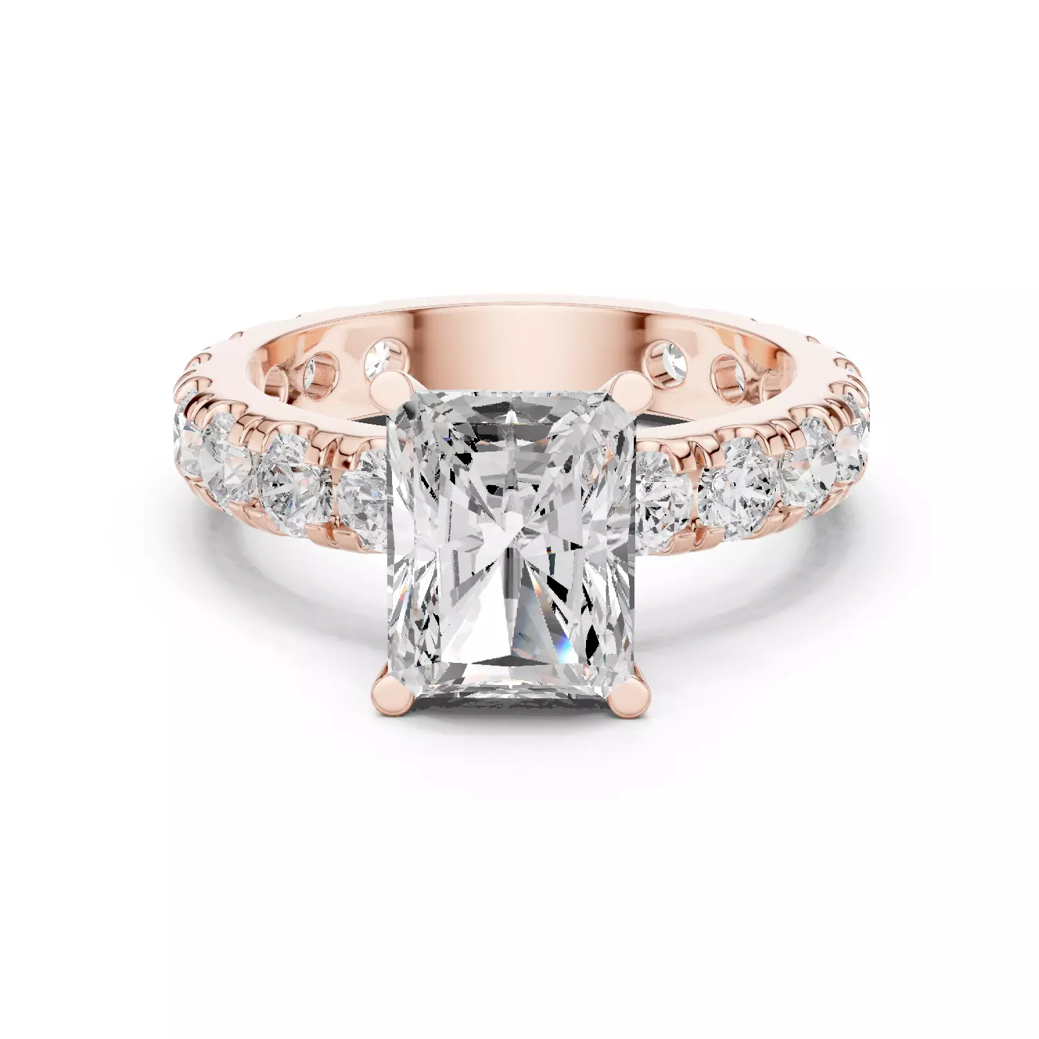 3CT Radiant Cut Diamond Engagement Wedding Ring 3DM STL Video 3D print model_12