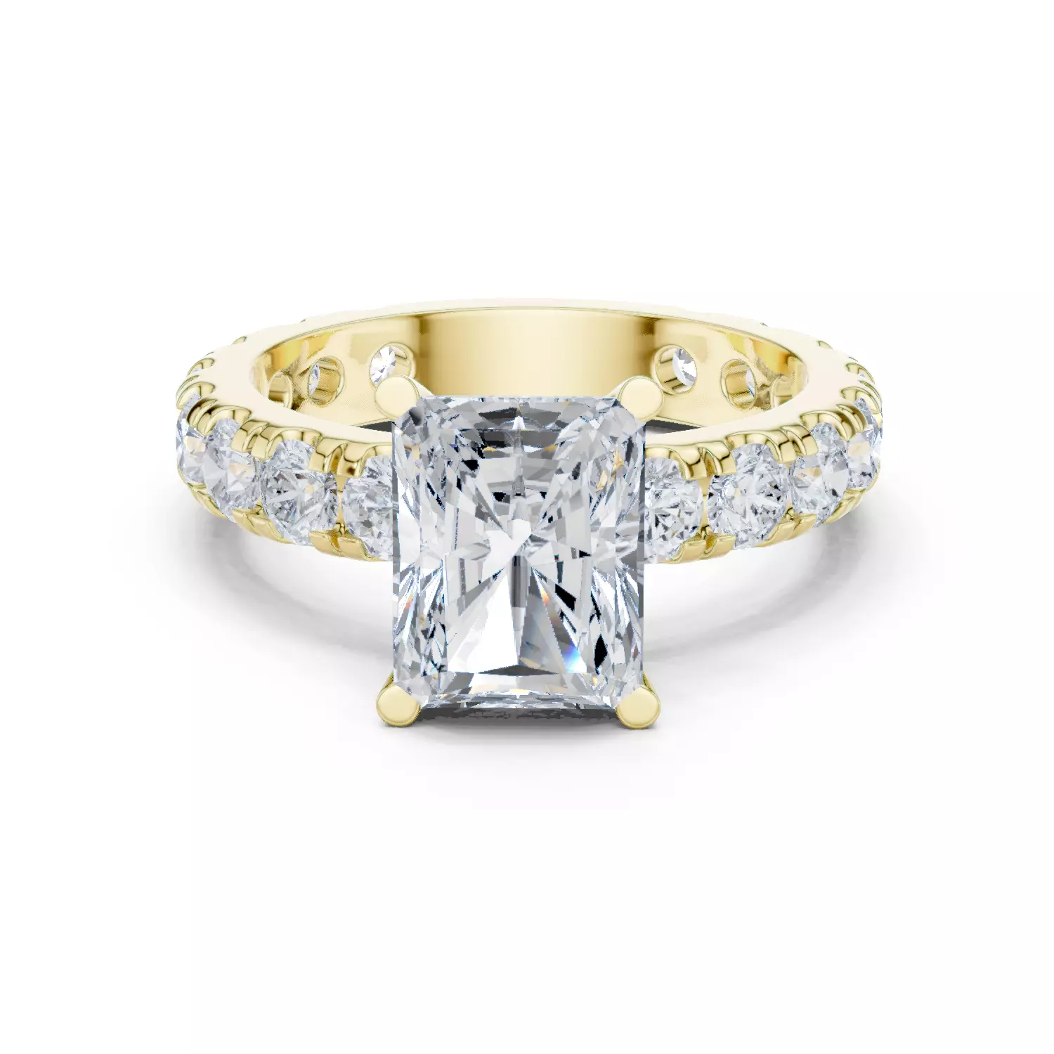 3CT Radiant Cut Diamond Engagement Wedding Ring 3DM STL Video 3D print model_13