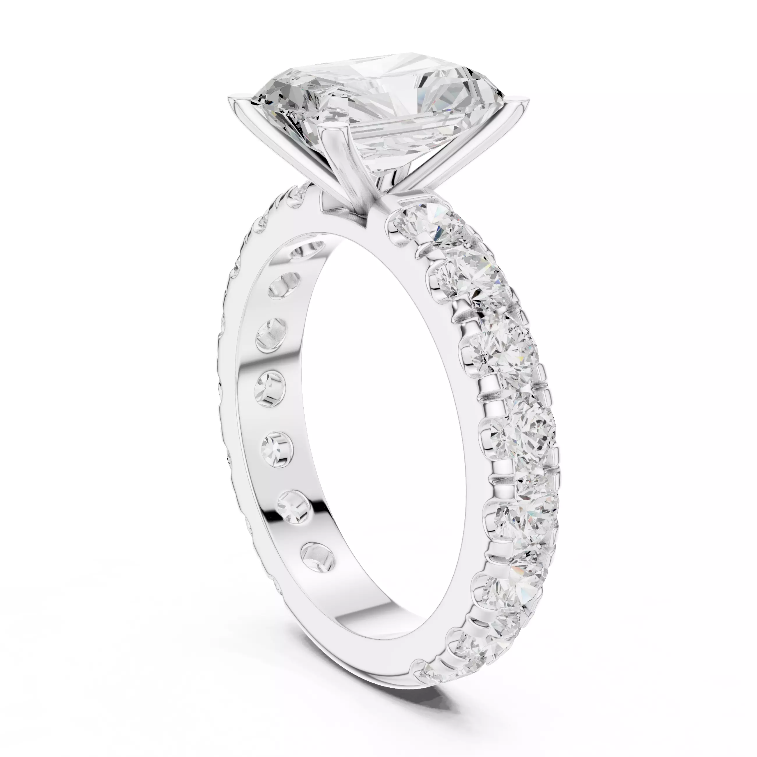 3CT Radiant Cut Diamond Engagement Wedding Ring 3DM STL Video 3D print model_9