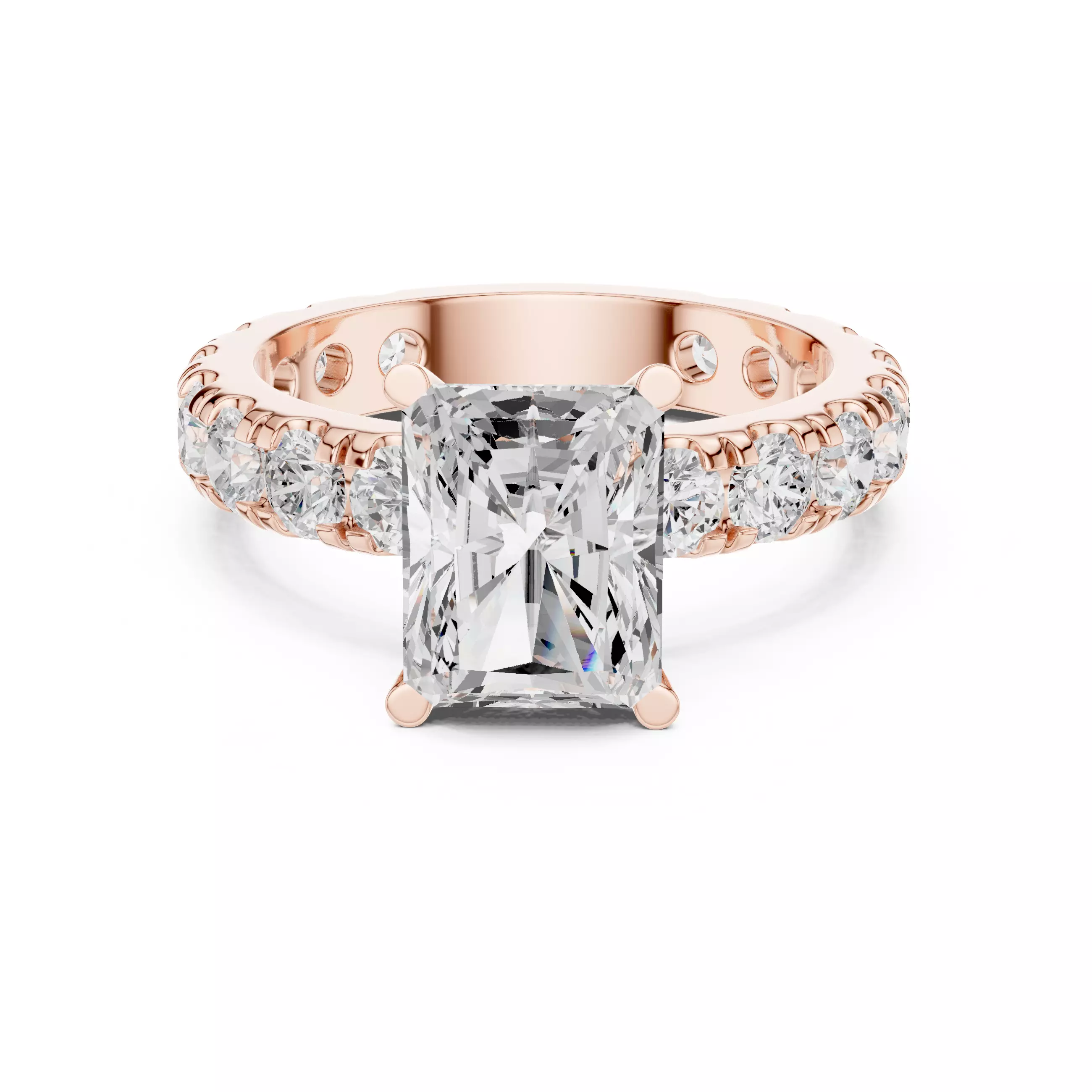 3CT Radiant Cut Diamond Engagement Wedding Ring 3DM STL Video 3D print model_0