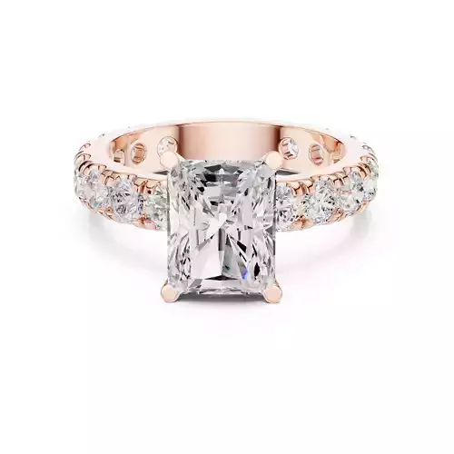 3CT Radiant Cut Diamond Engagement Wedding Ring 3DM STL Video 3D print model