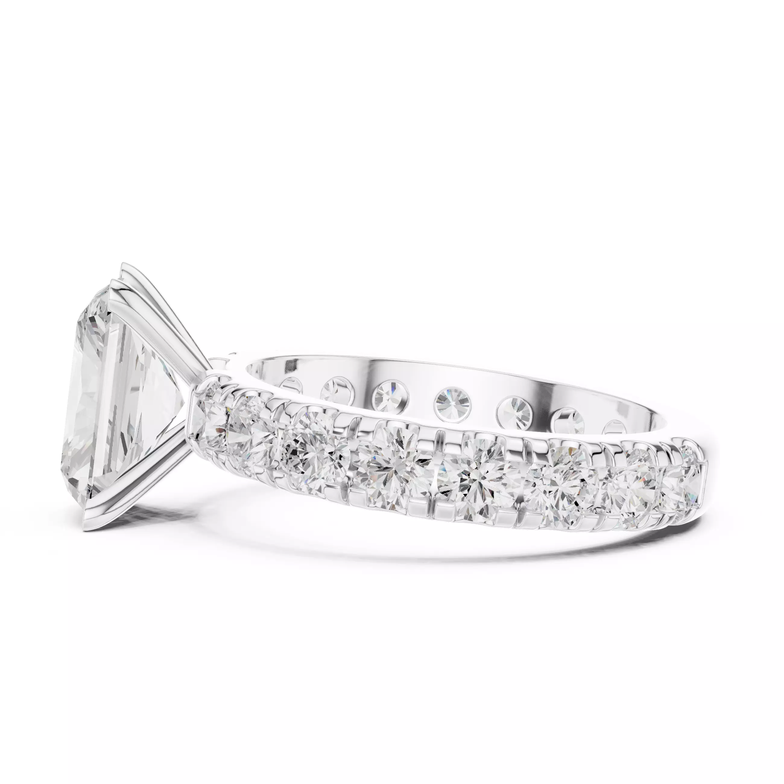 3CT Radiant Cut Diamond Engagement Wedding Ring 3DM STL Video 3D print model_11