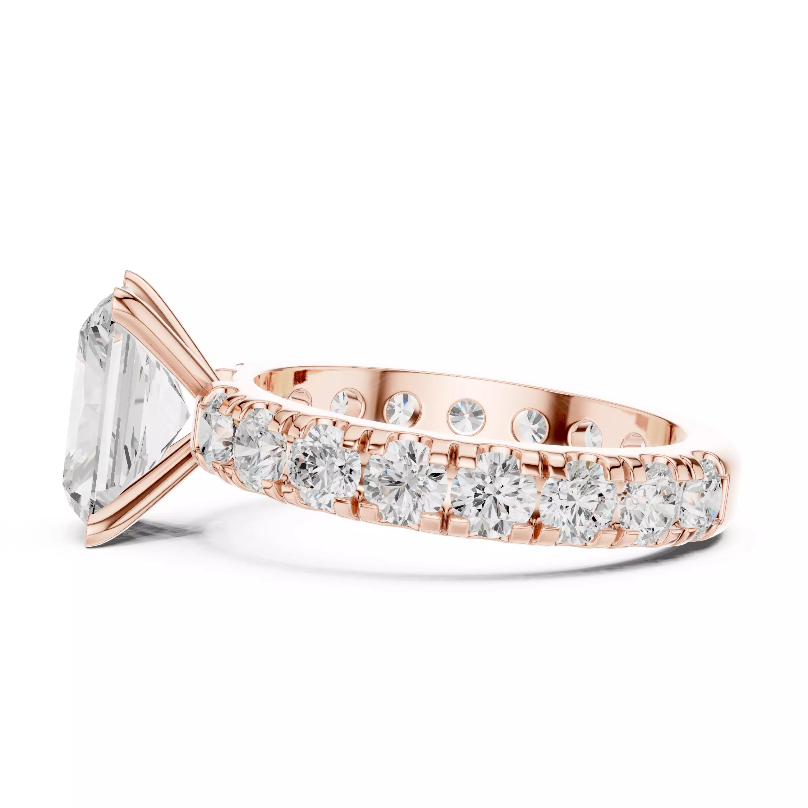 3CT Radiant Cut Diamond Engagement Wedding Ring 3DM STL Video 3D print model_5