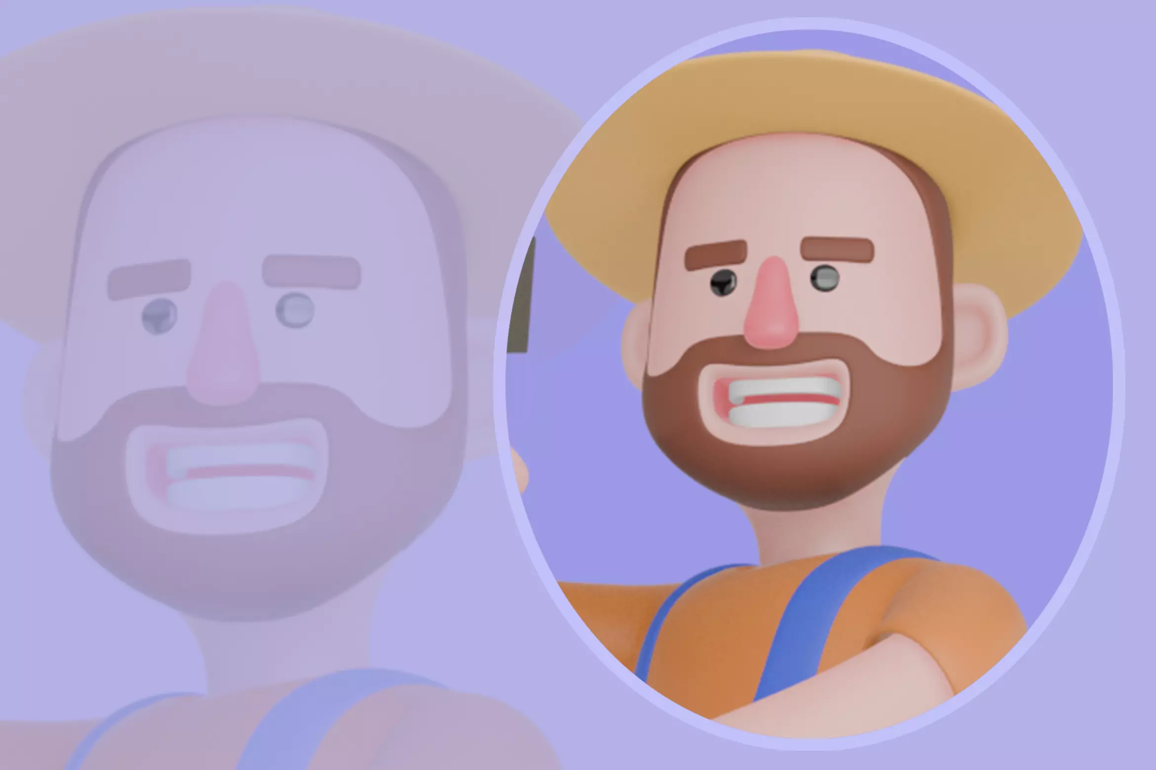 Stylized 3D Cartoon Farmer Man - Chopping Wood Pose 3D model_0