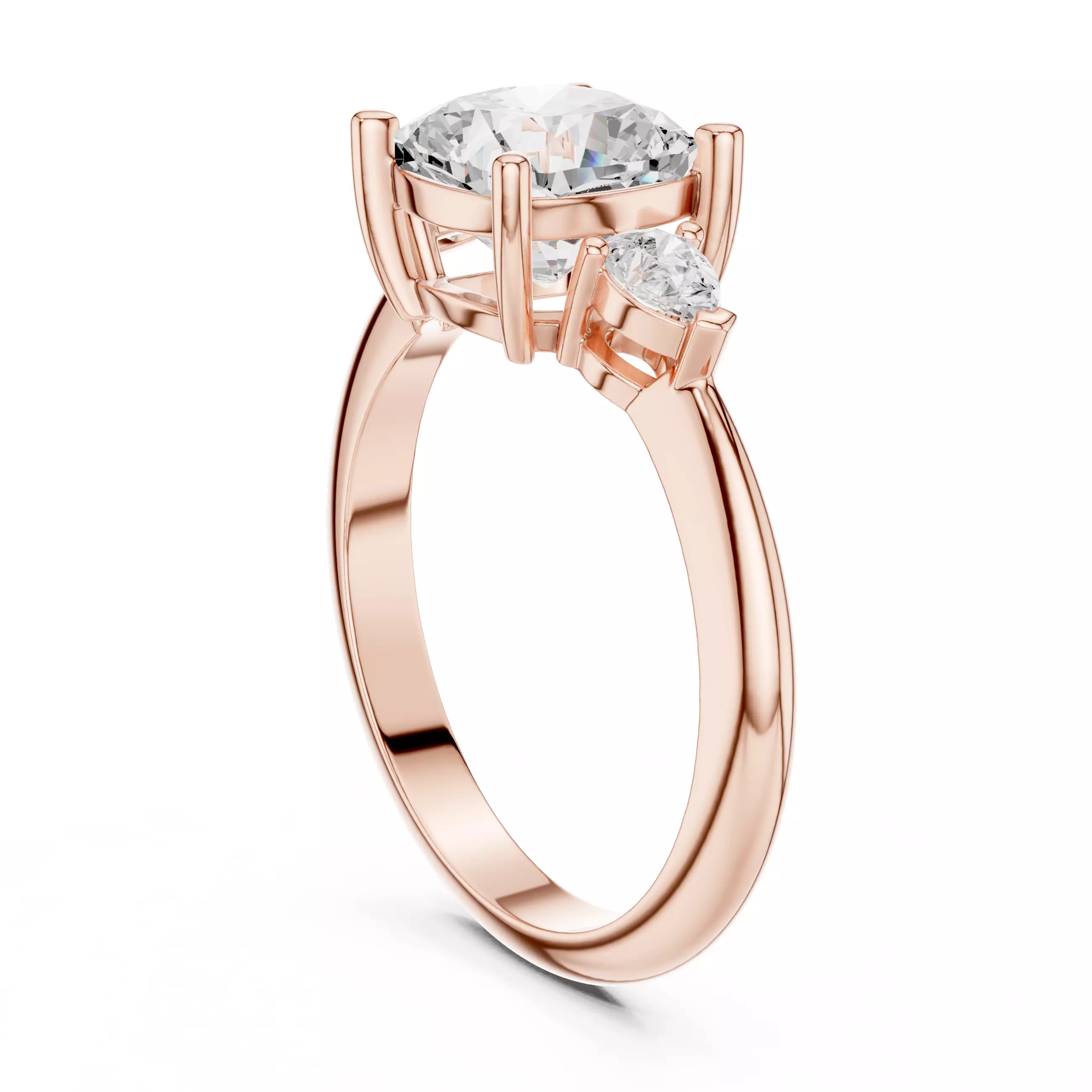 Cushion And Pear Cut Three Stone Engagement Ring 3DM STL Video 3D print model_3