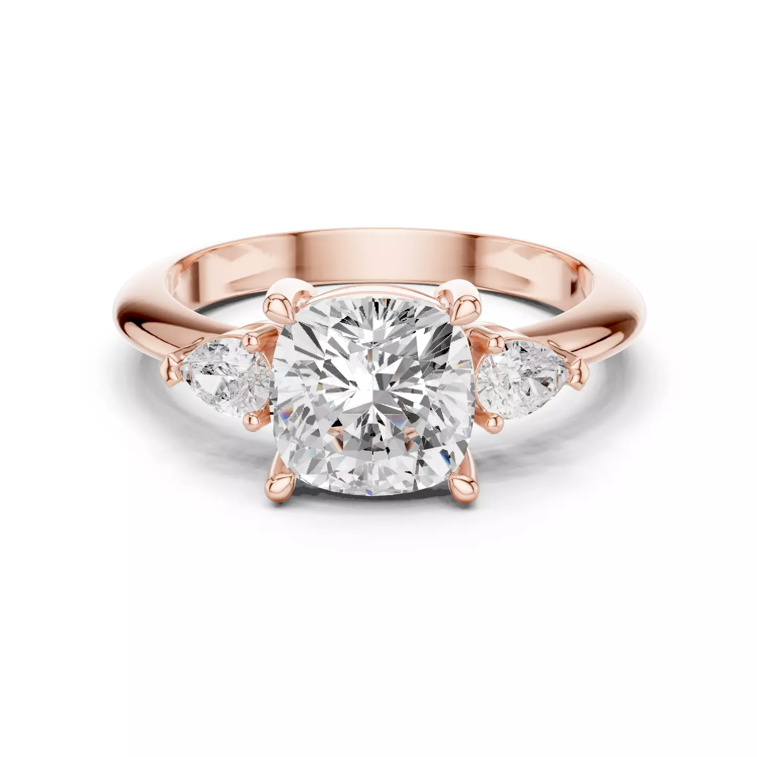 Cushion And Pear Cut Three Stone Engagement Ring 3DM STL Video 3D print model_0