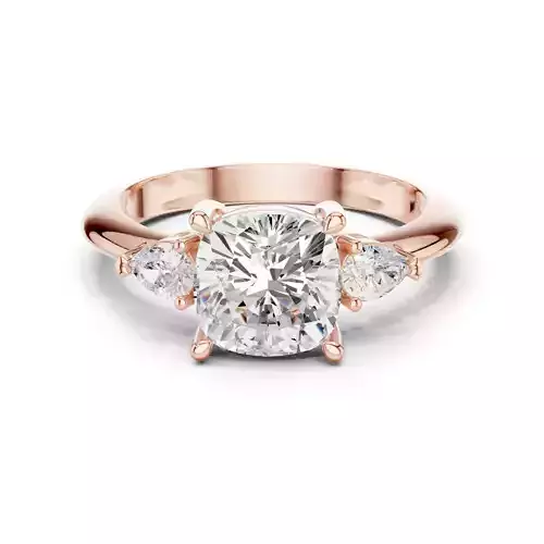 Cushion And Pear Cut Three Stone Engagement Ring 3DM STL Video 3D print model