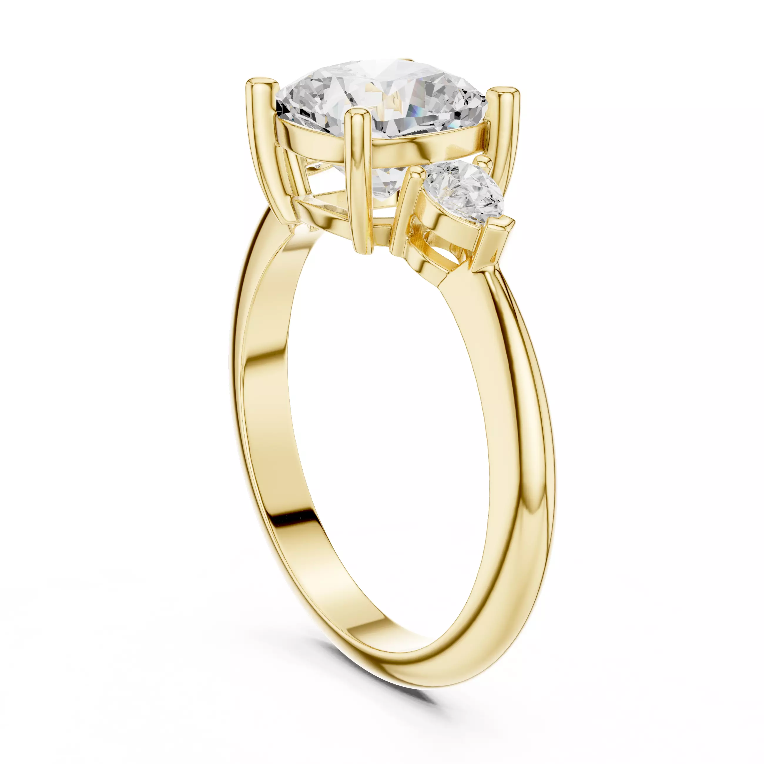 Cushion And Pear Cut Three Stone Engagement Ring 3DM STL Video 3D print model_5