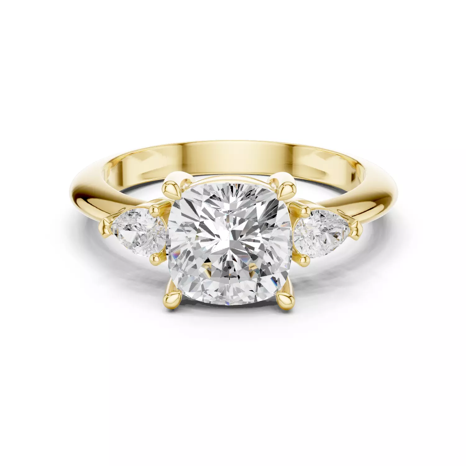 Cushion And Pear Cut Three Stone Engagement Ring 3DM STL Video 3D print model_1