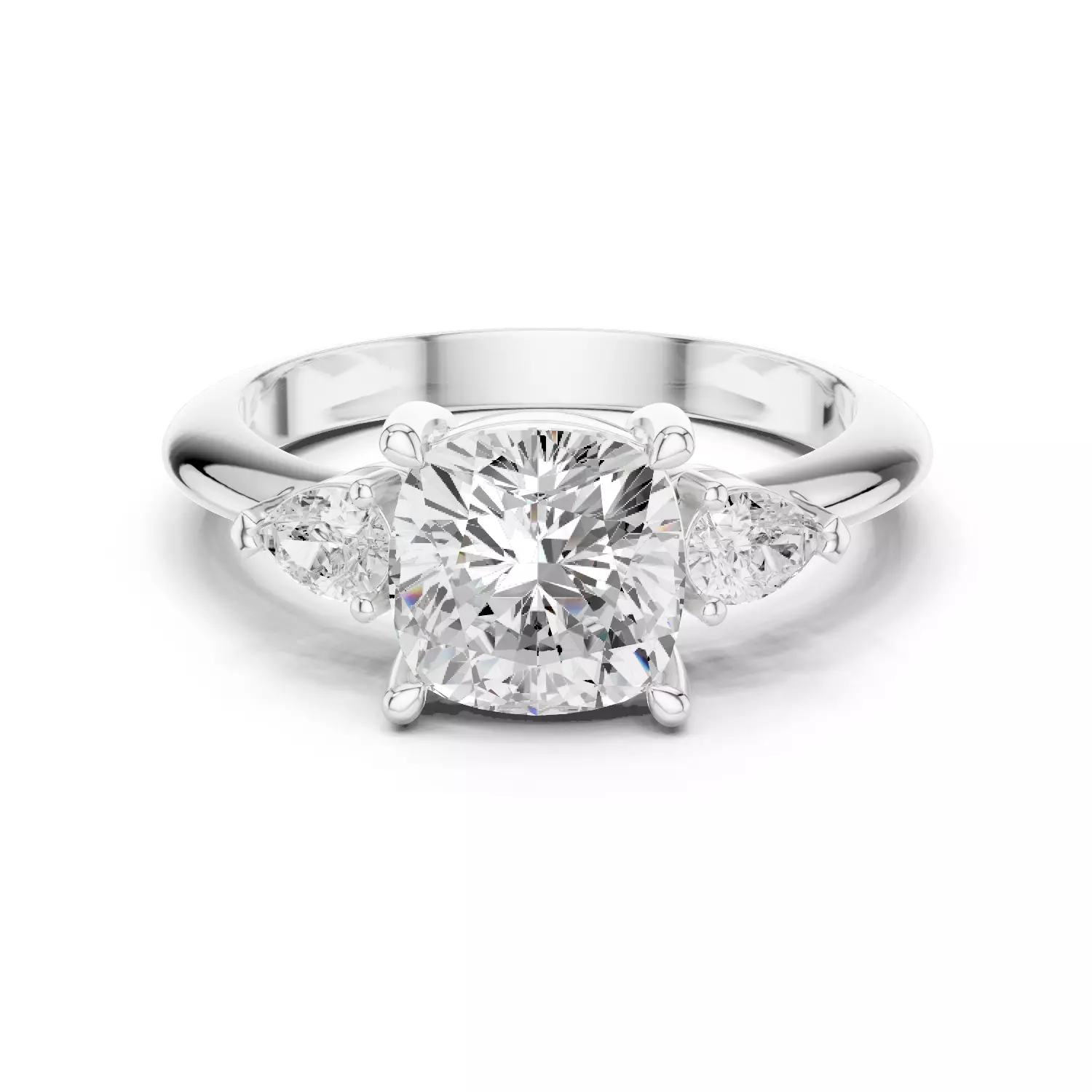 Cushion And Pear Cut Three Stone Engagement Ring 3DM STL Video 3D print model_2