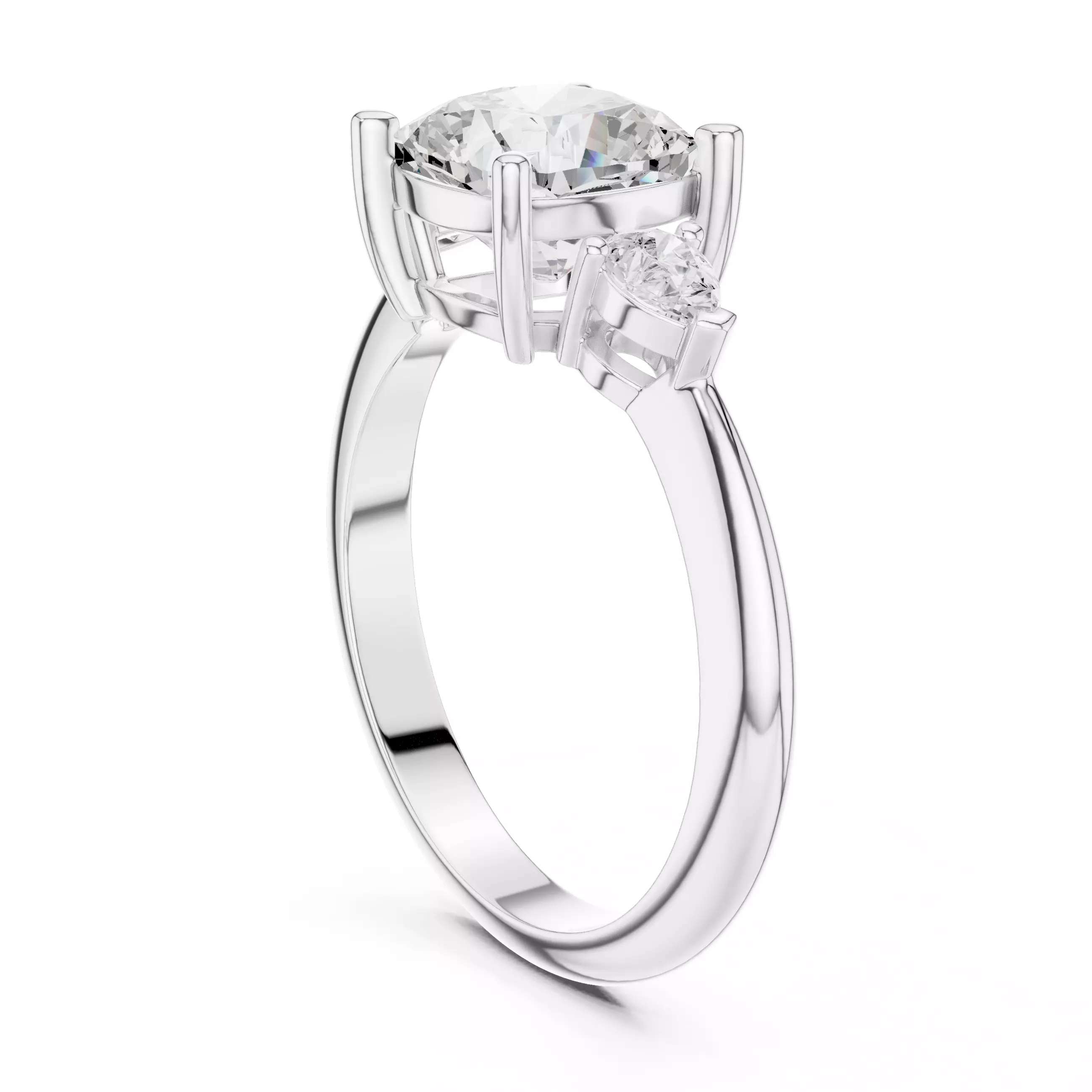 Cushion And Pear Cut Three Stone Engagement Ring 3DM STL Video 3D print model_7