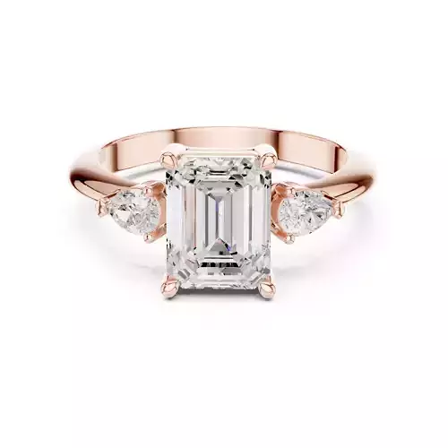 Three Stone Emerald and Pear Cut Engagement Ring 3DM STL Video