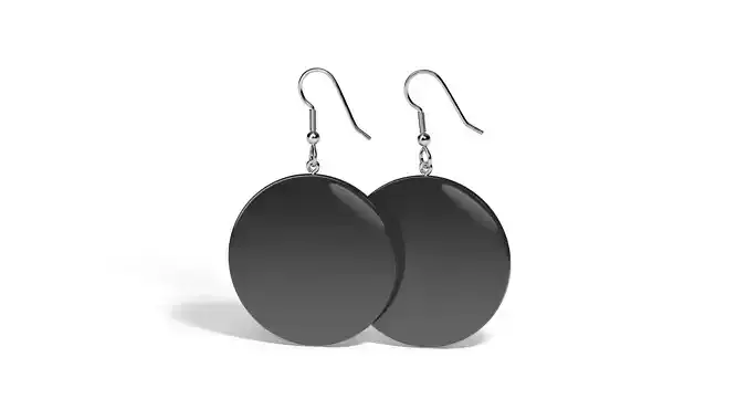 Black Round Earrings - circle eardrop bijou Low-poly 3D model