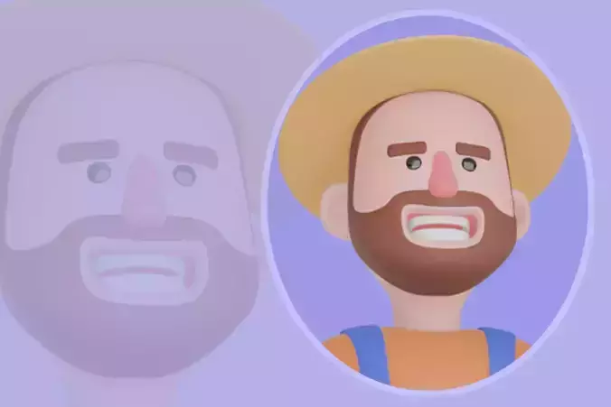 Stylized 3D Cartoon Farmer Man - Confused Frustrated Pose