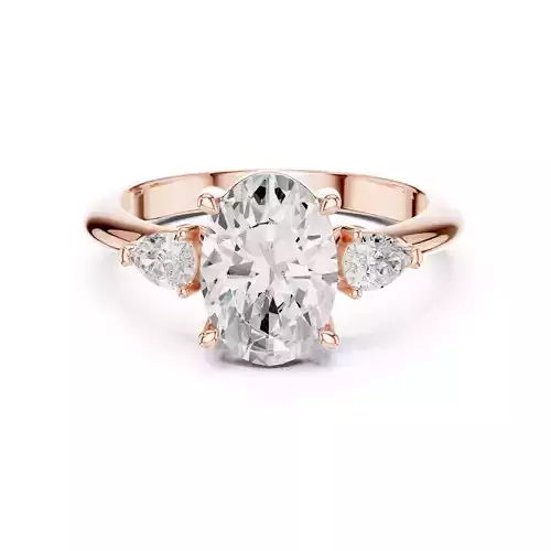 Three Stone Oval and Pear Cut Diamond Wedding Ring 3DM STL Video