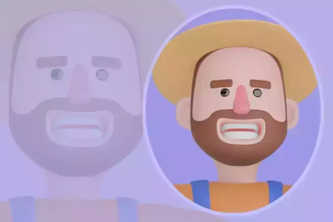 Stylized 3D Cartoon Farmer Man - Proud Piggy Bank Holder