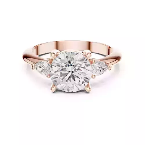 Three Stone Round and Pear Cut Engagement Ring 3DM STL Video