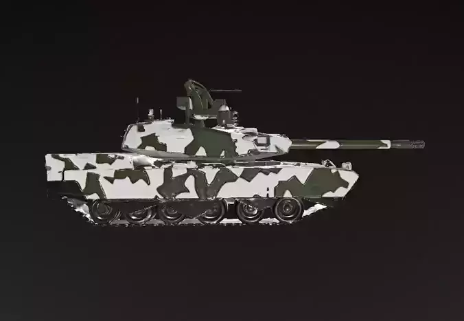 Green Camo Battle Tank 3D Model Low-poly 3D model