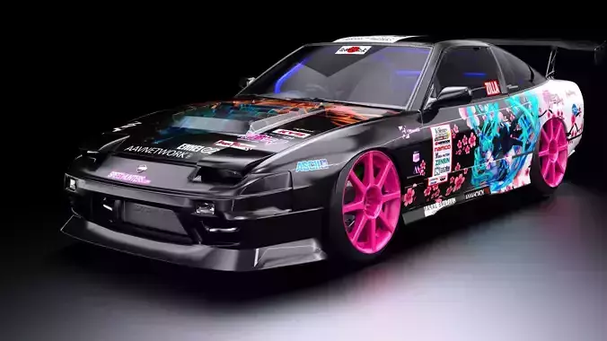 BN Sports Nissan 180SX 1998 Lowpoly Model Low-poly 3D model