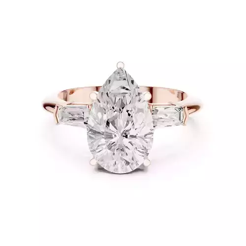 Three Stone Pear and Baguette Cut Wedding Ring 3DM STL Video