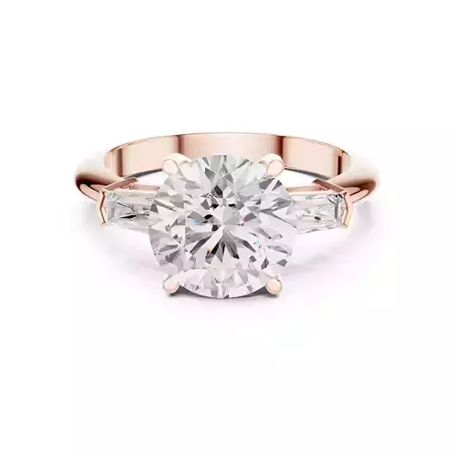 Three Stone Round and Taper Baguette Wedding Ring 3DM STL Video