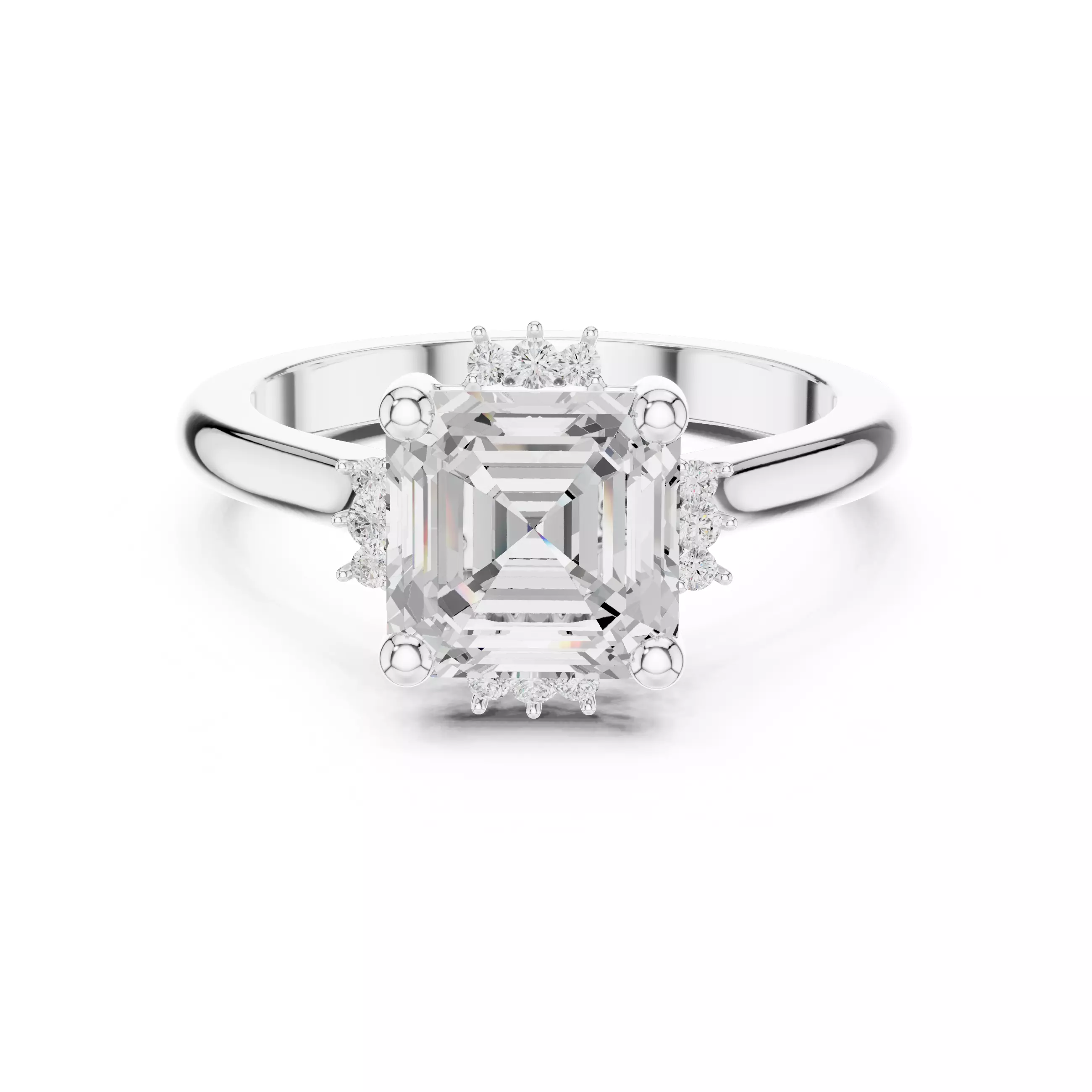 2CT Asscher Cut Diamond Engagement Wedding Ring 3DM STL Video 3D print model_2