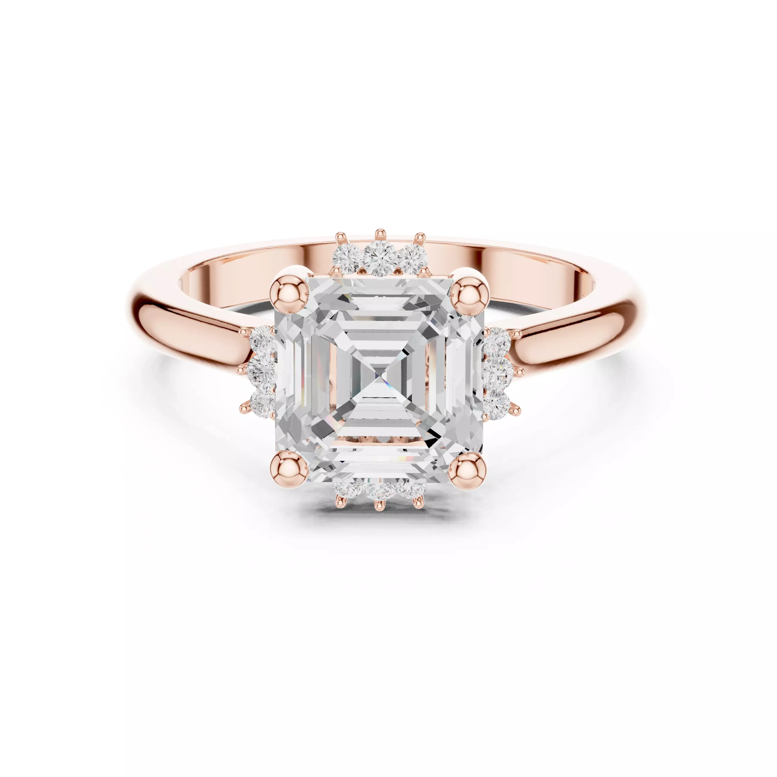 2CT Asscher Cut Diamond Engagement Wedding Ring 3DM STL Video 3D print model_0