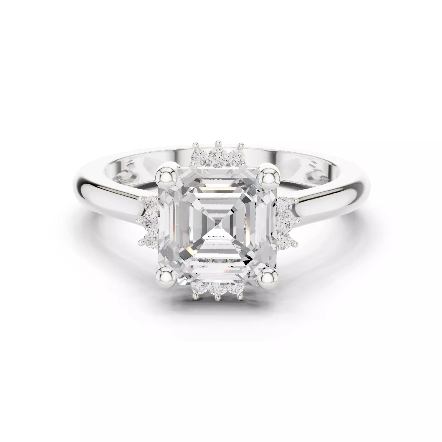 2CT Asscher Cut Diamond Engagement Wedding Ring 3DM STL Video 3D print model_14