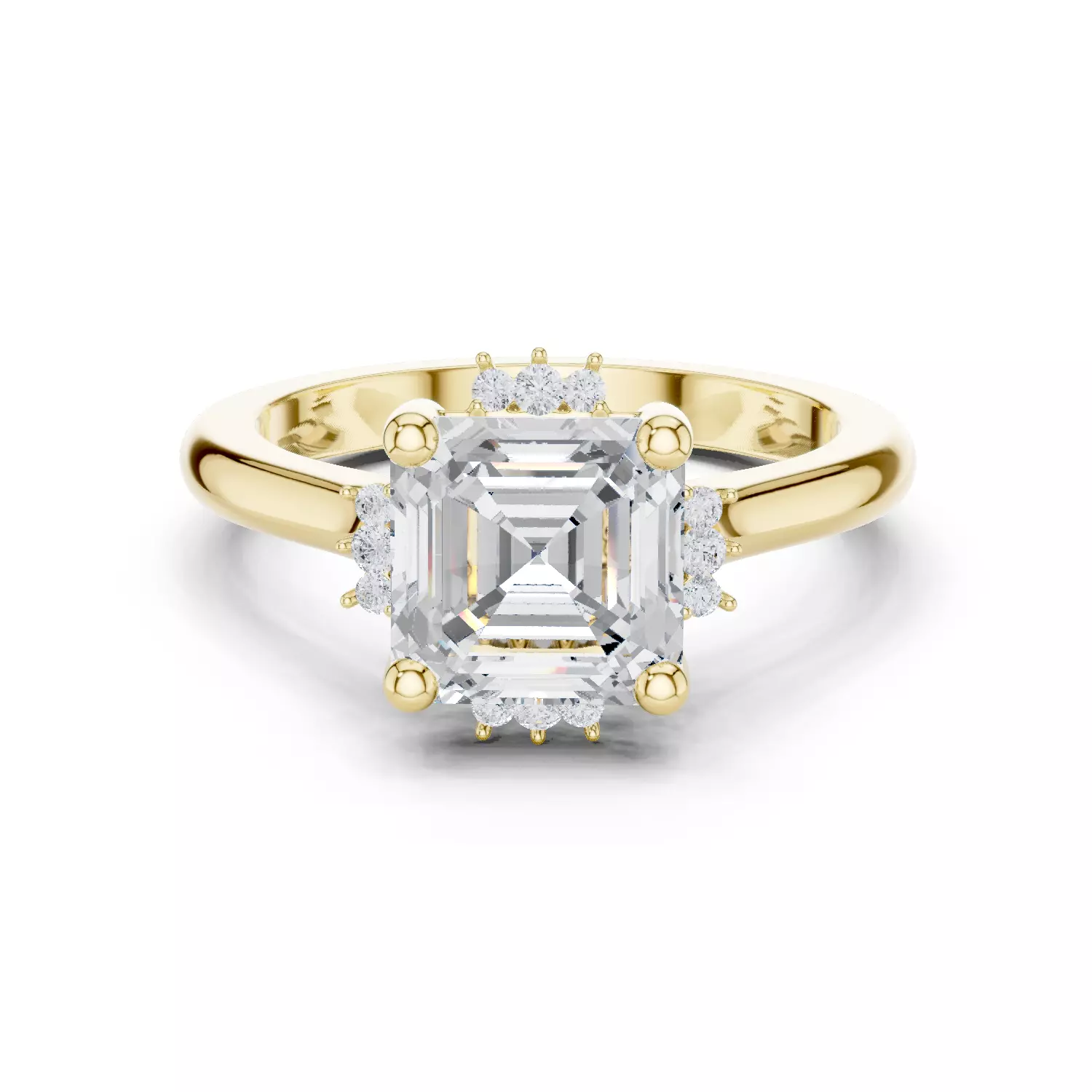 2CT Asscher Cut Diamond Engagement Wedding Ring 3DM STL Video 3D print model_13