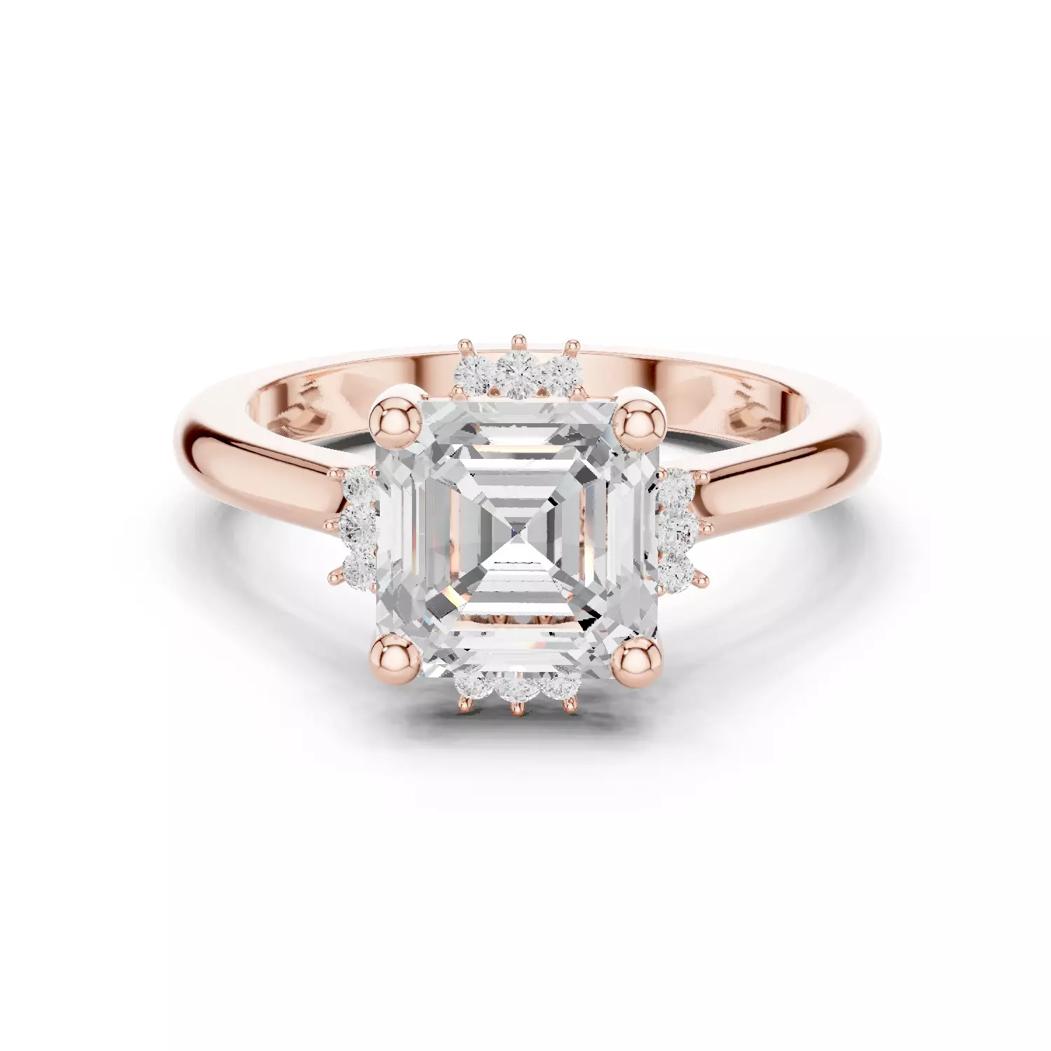 2CT Asscher Cut Diamond Engagement Wedding Ring 3DM STL Video 3D print model_12