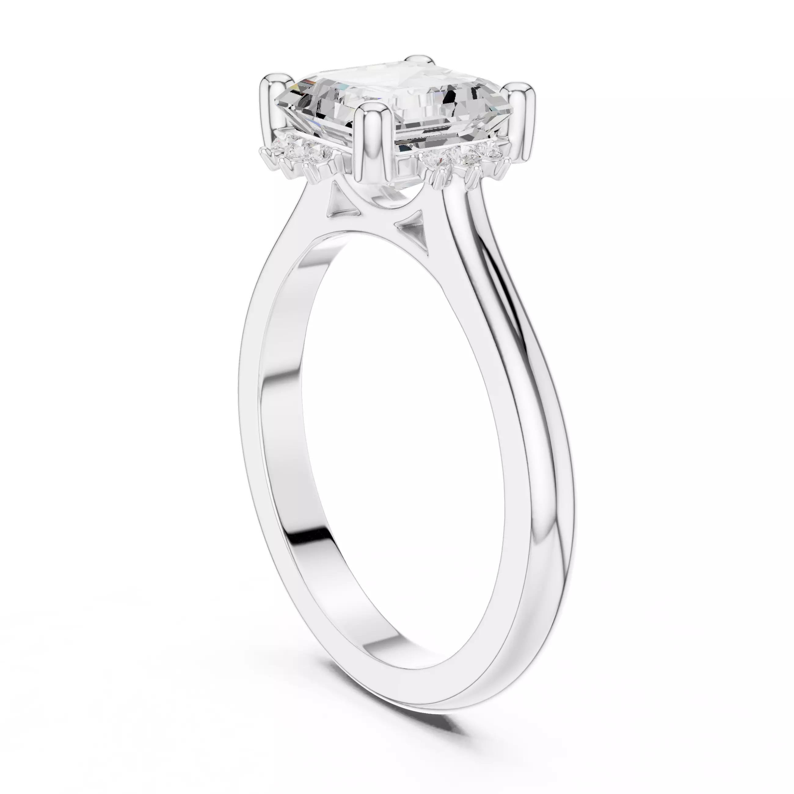 2CT Asscher Cut Diamond Engagement Wedding Ring 3DM STL Video 3D print model_9