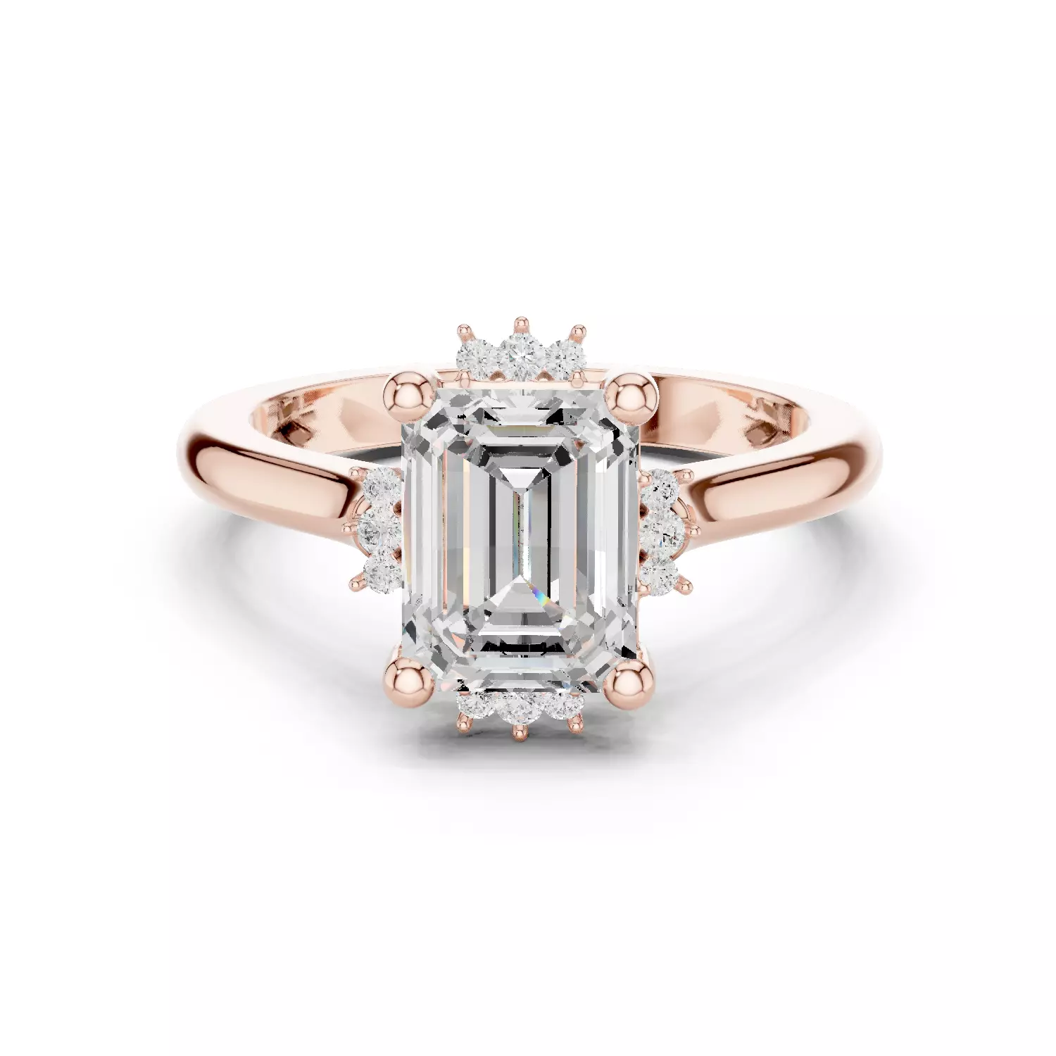 2CT Emerald Cut Diamond Engagement Wedding Ring 3DM STL Video 3D print model_12