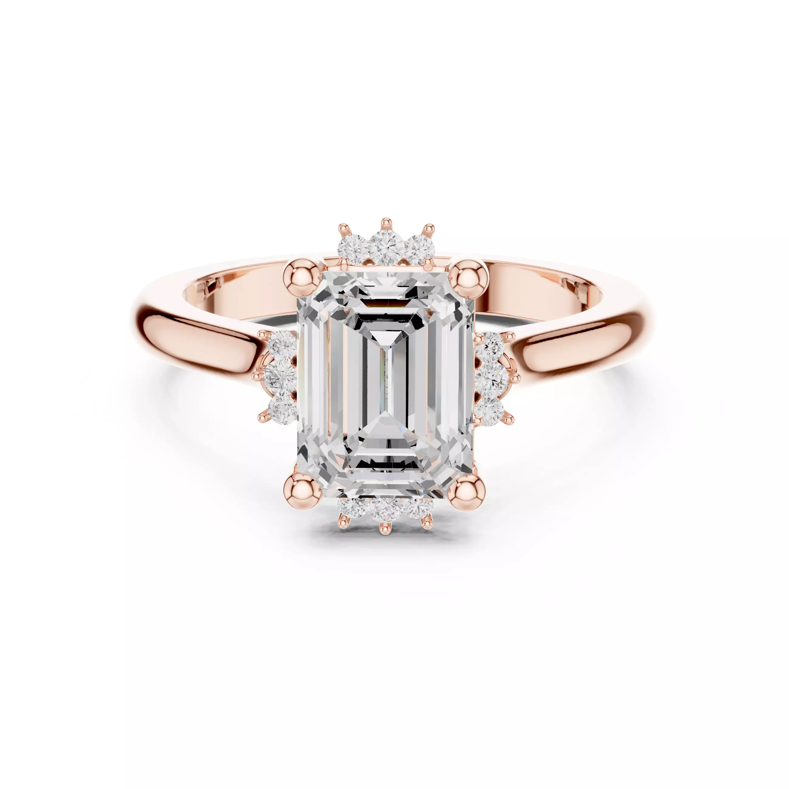 2CT Emerald Cut Diamond Engagement Wedding Ring 3DM STL Video 3D print model_0