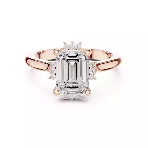 2CT Emerald Cut Diamond Engagement Wedding Ring 3DM STL Video 3D print model