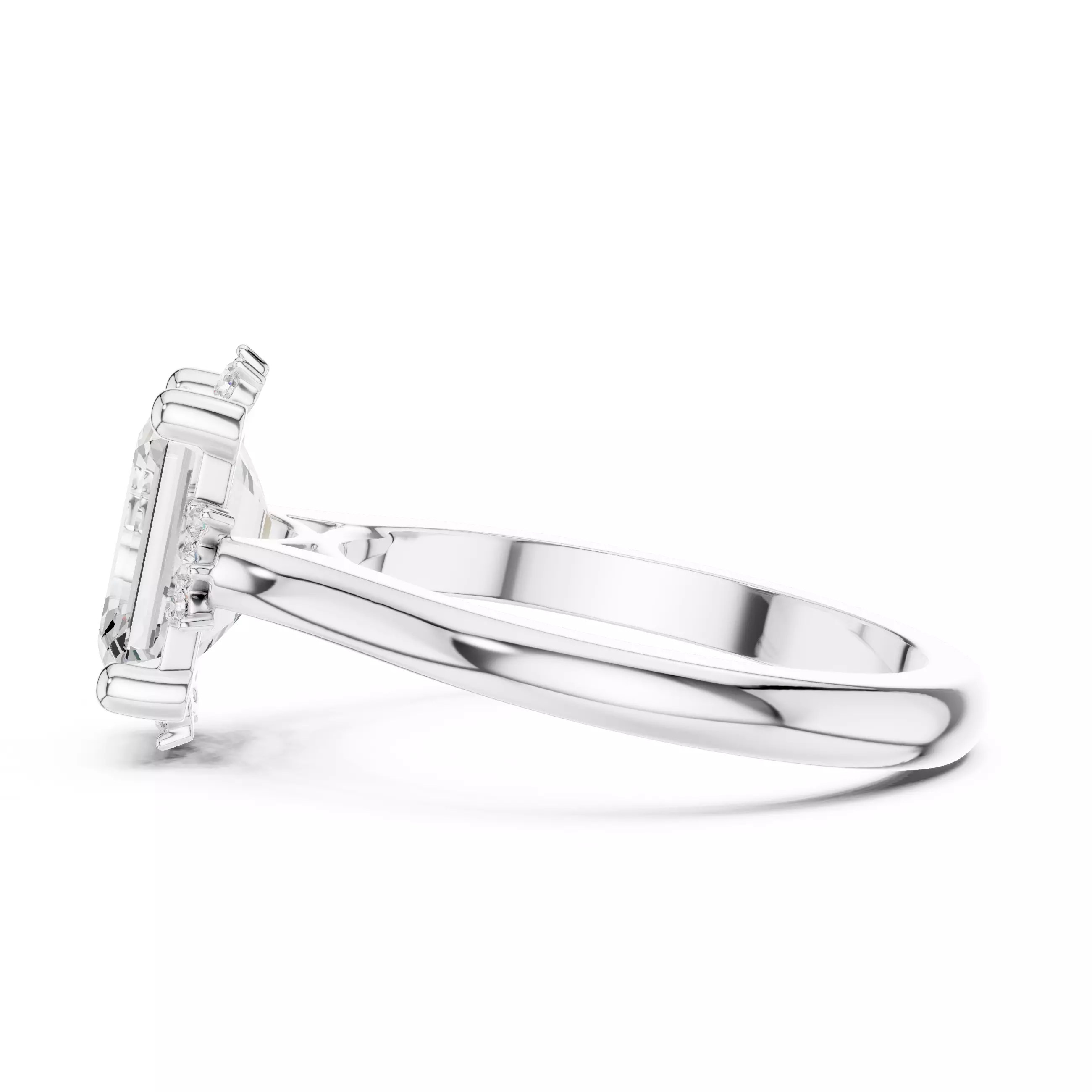 2CT Emerald Cut Diamond Engagement Wedding Ring 3DM STL Video 3D print model_11