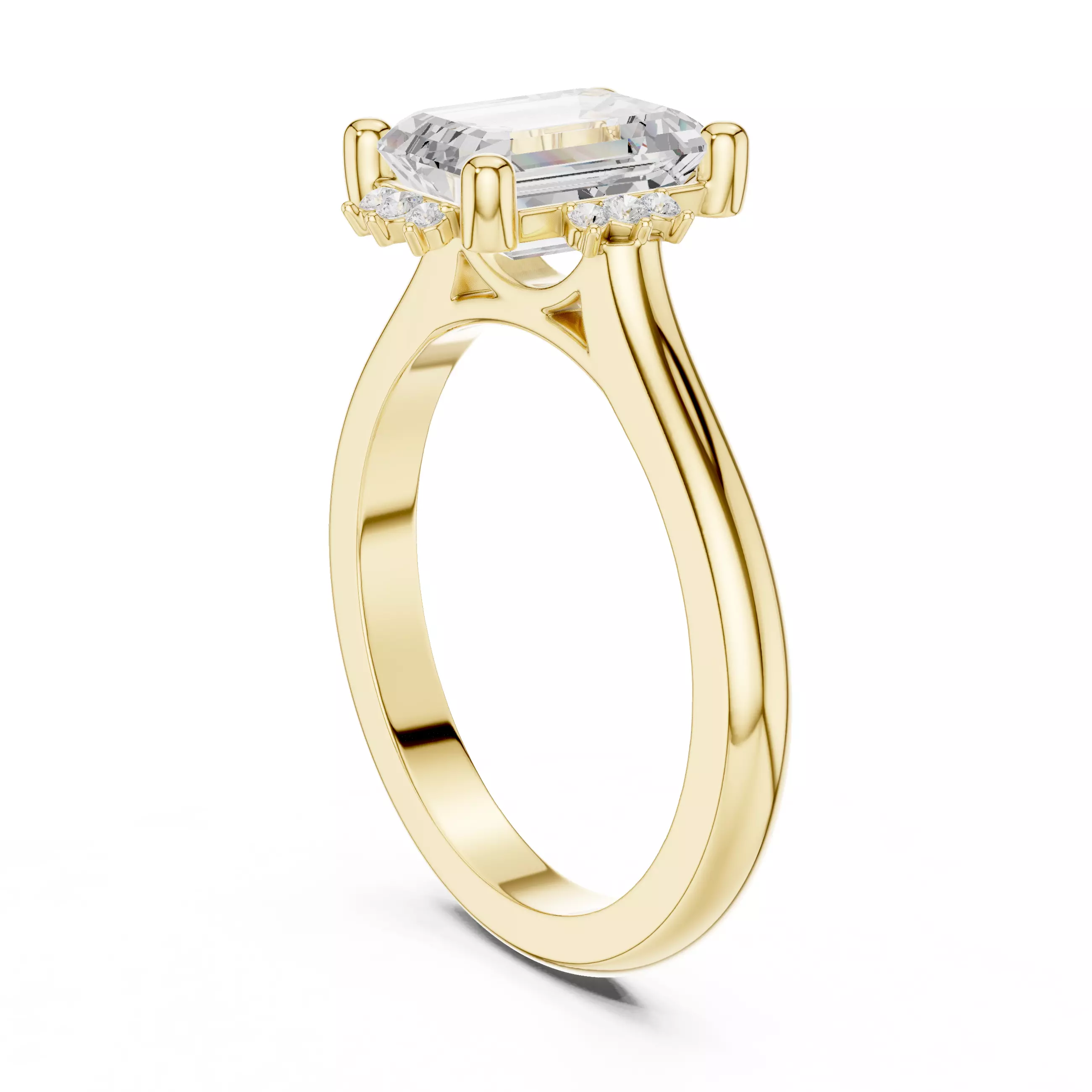 2CT Emerald Cut Diamond Engagement Wedding Ring 3DM STL Video 3D print model_6