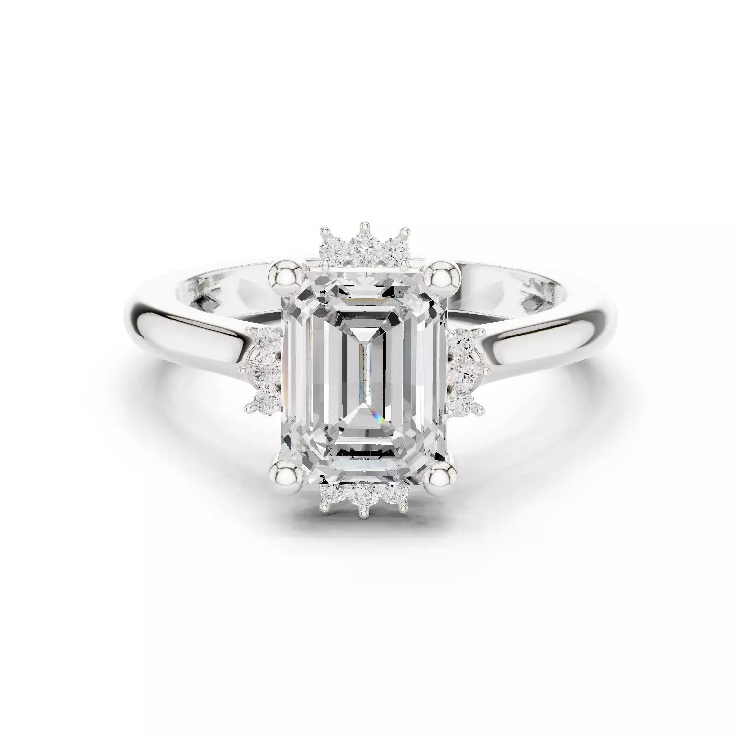 2CT Emerald Cut Diamond Engagement Wedding Ring 3DM STL Video 3D print model_14