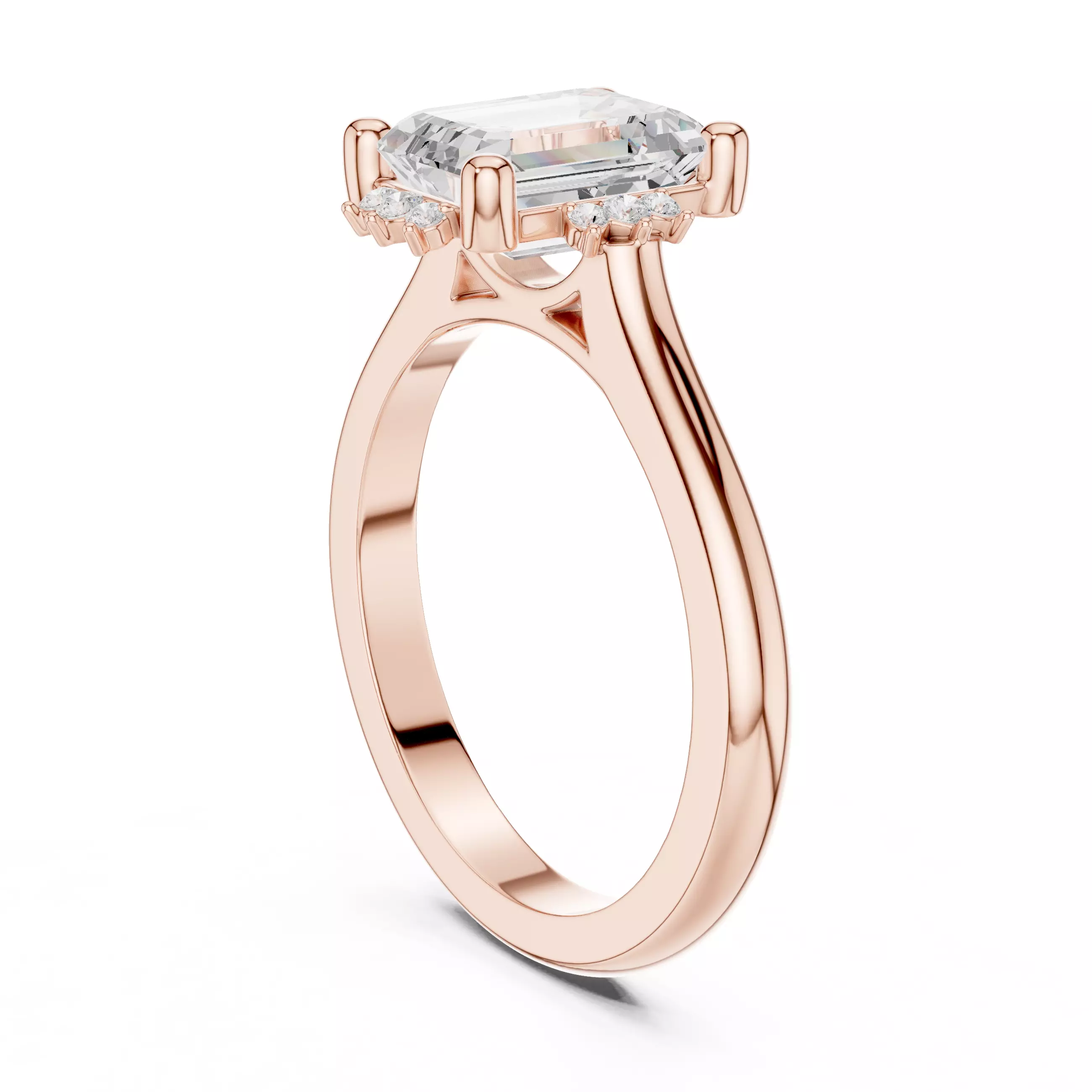 2CT Emerald Cut Diamond Engagement Wedding Ring 3DM STL Video 3D print model_3