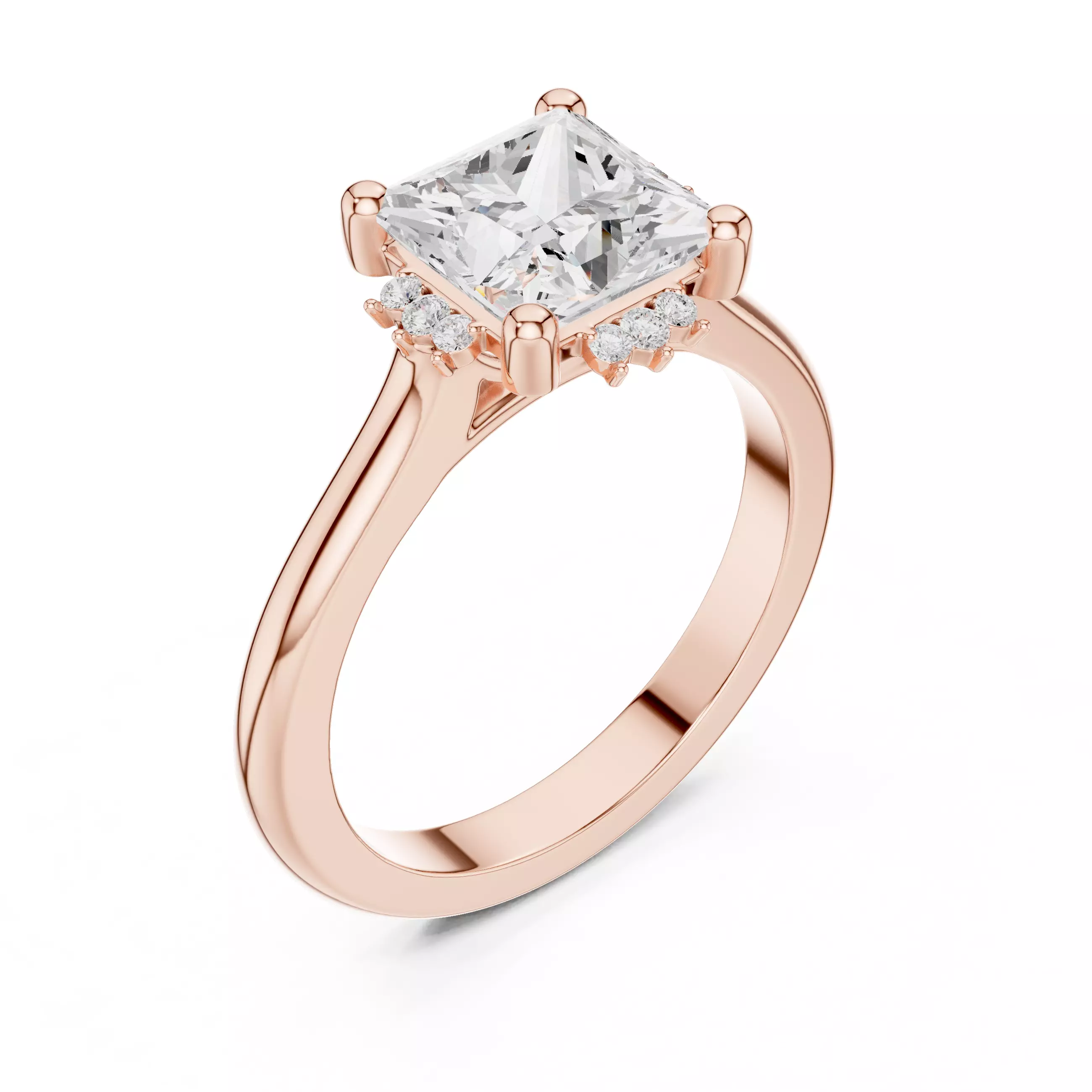 2CT Princess Cut Diamond Engagement Wedding Ring 3DM STL Video 3D print model_4