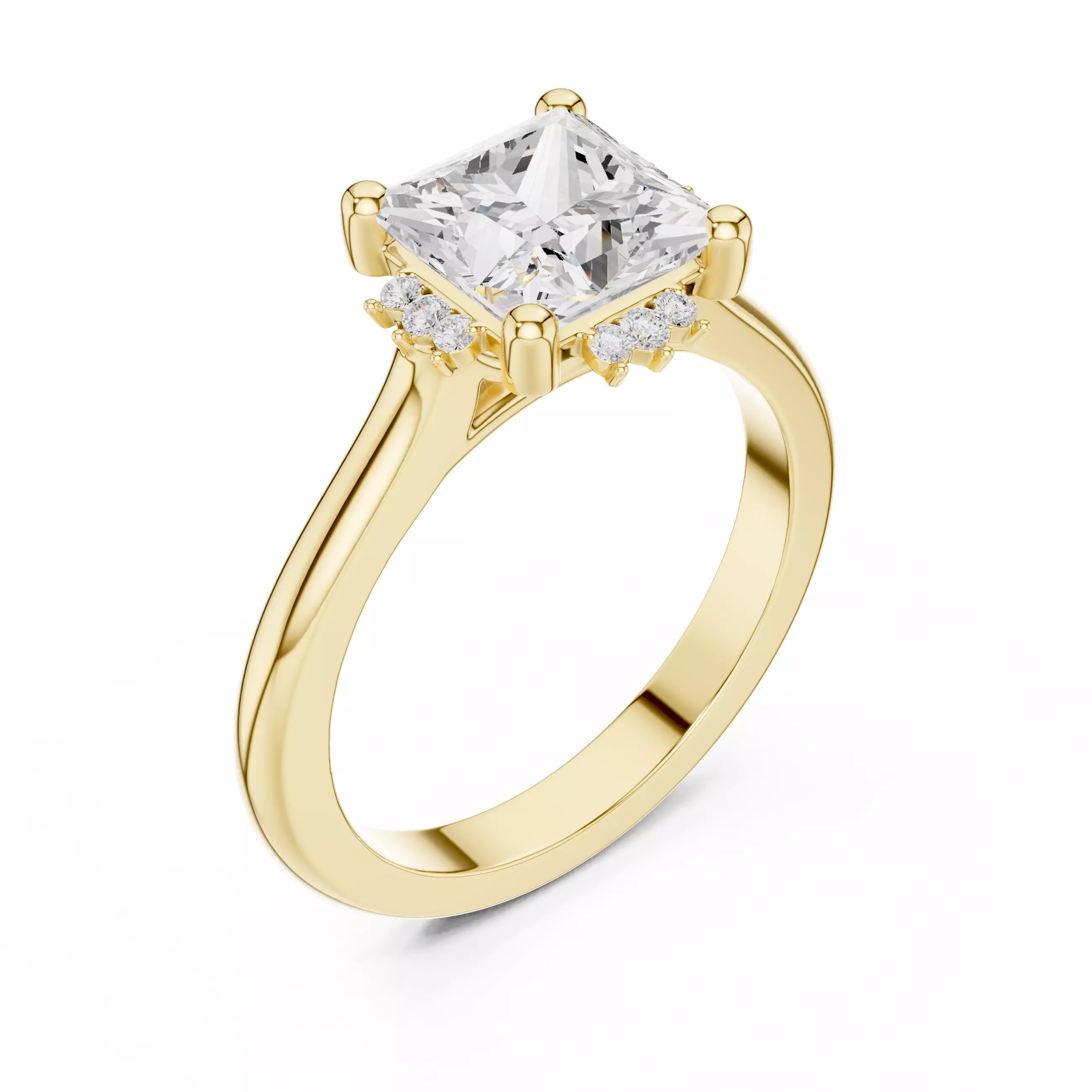 2CT Princess Cut Diamond Engagement Wedding Ring 3DM STL Video 3D print model_7