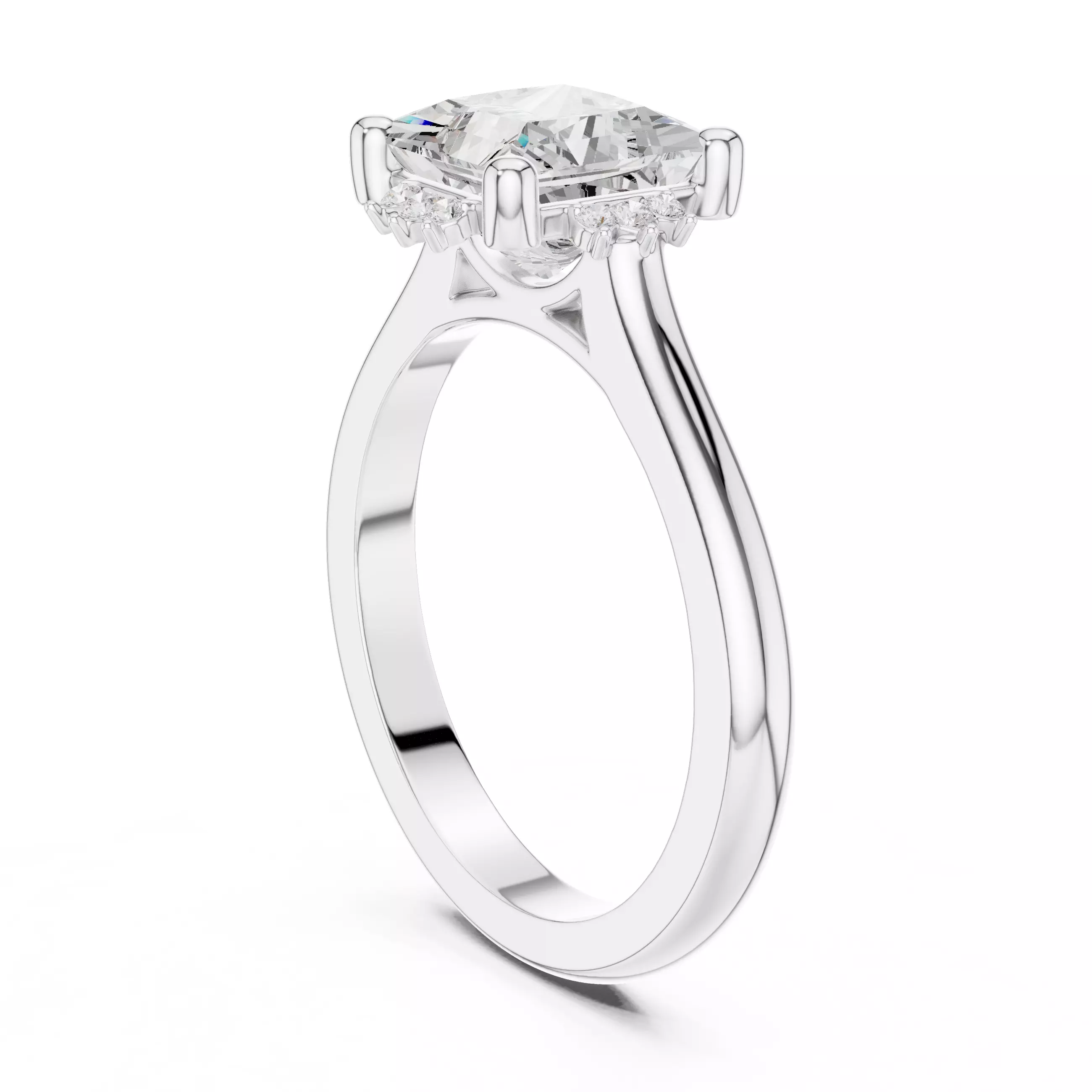 2CT Princess Cut Diamond Engagement Wedding Ring 3DM STL Video 3D print model_9