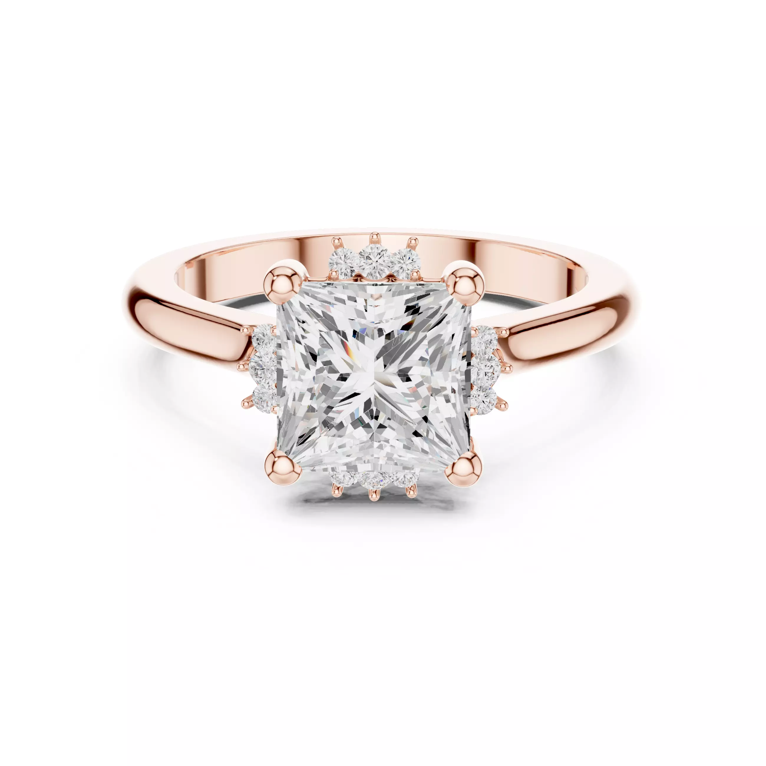 2CT Princess Cut Diamond Engagement Wedding Ring 3DM STL Video 3D print model_0