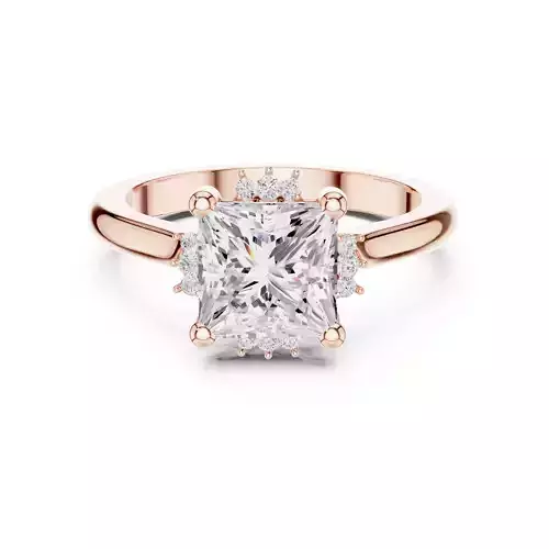 2CT Princess Cut Diamond Engagement Wedding Ring 3DM STL Video 3D print model