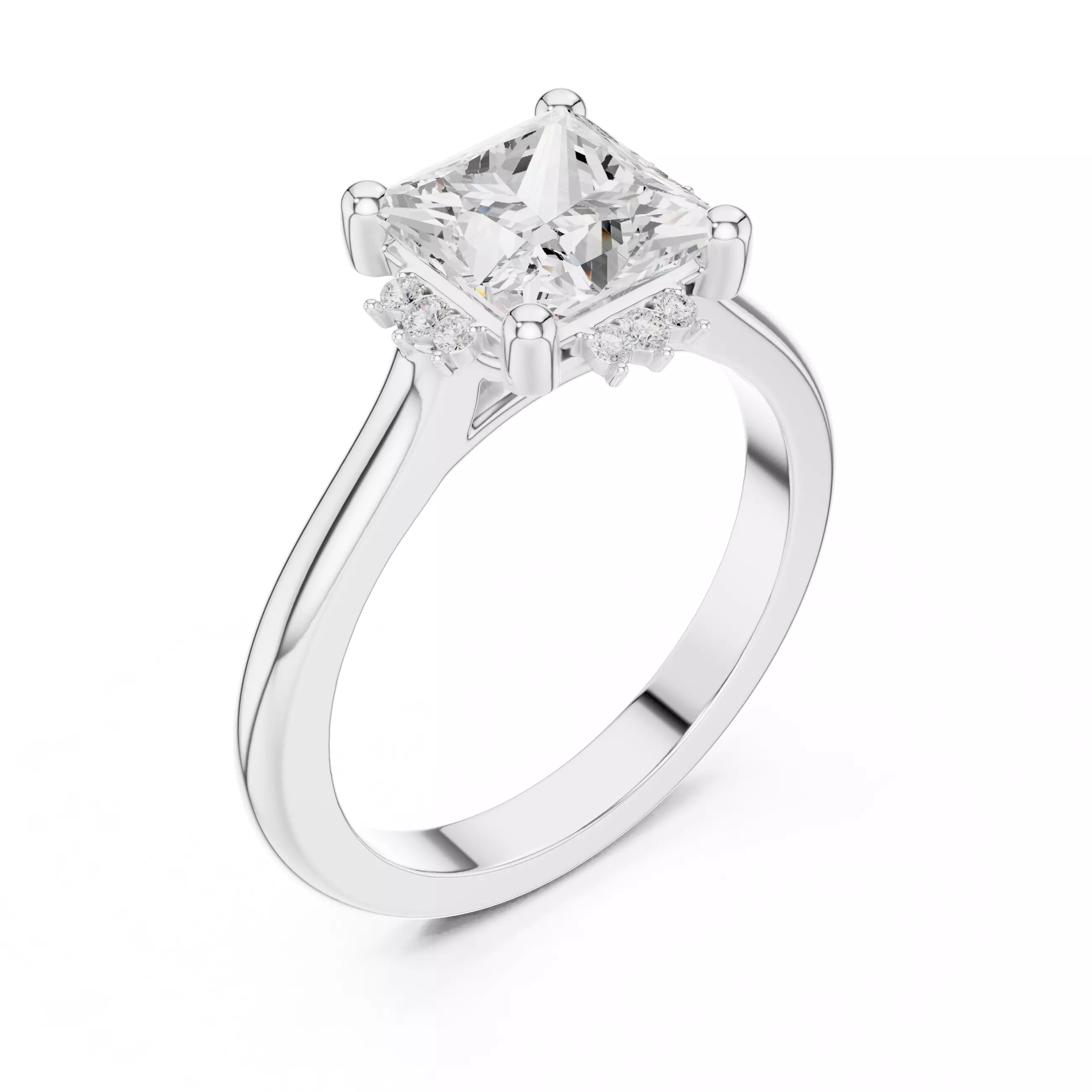 2CT Princess Cut Diamond Engagement Wedding Ring 3DM STL Video 3D print model_10