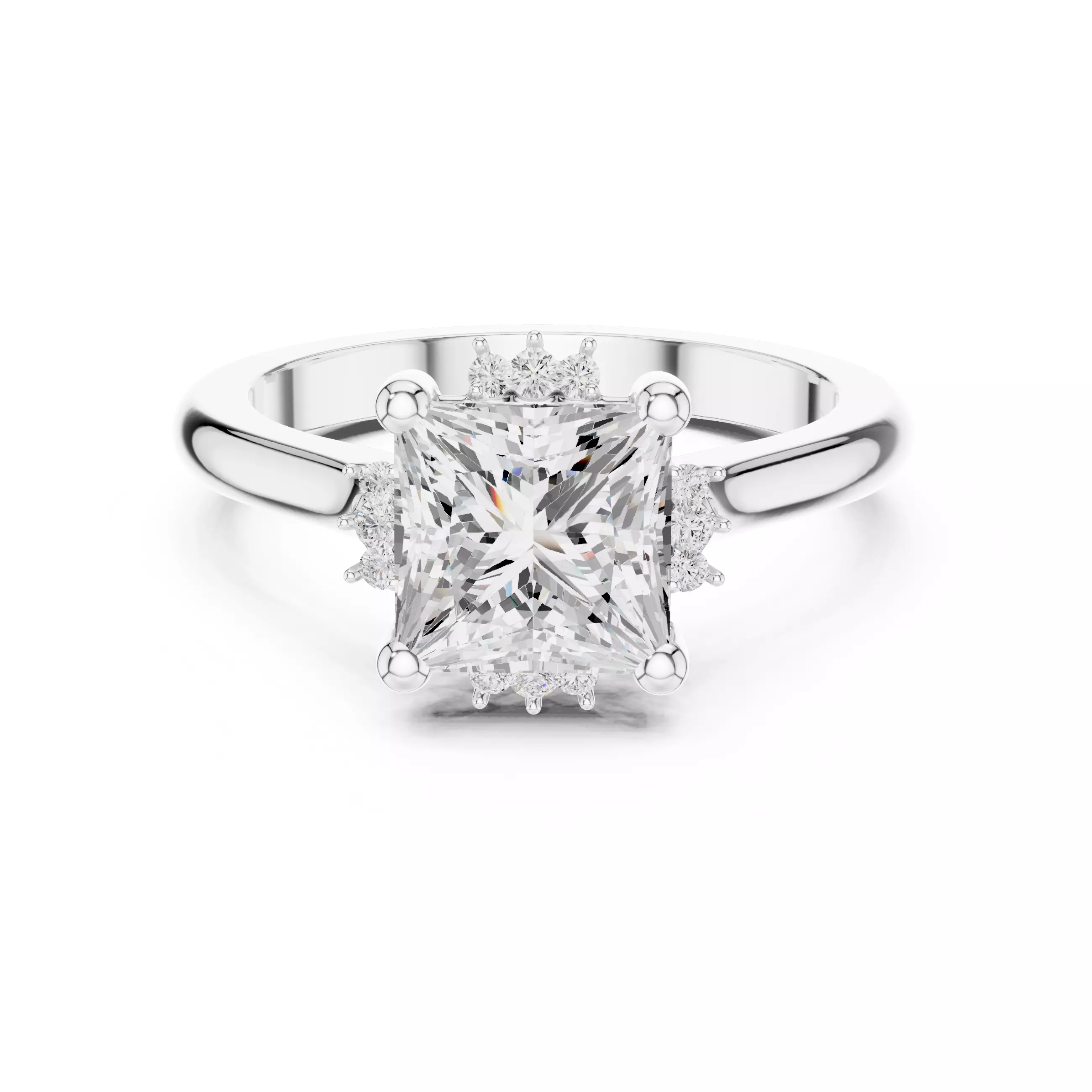 2CT Princess Cut Diamond Engagement Wedding Ring 3DM STL Video 3D print model_2