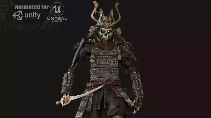 SkeletonSamurai Low-poly 3D model